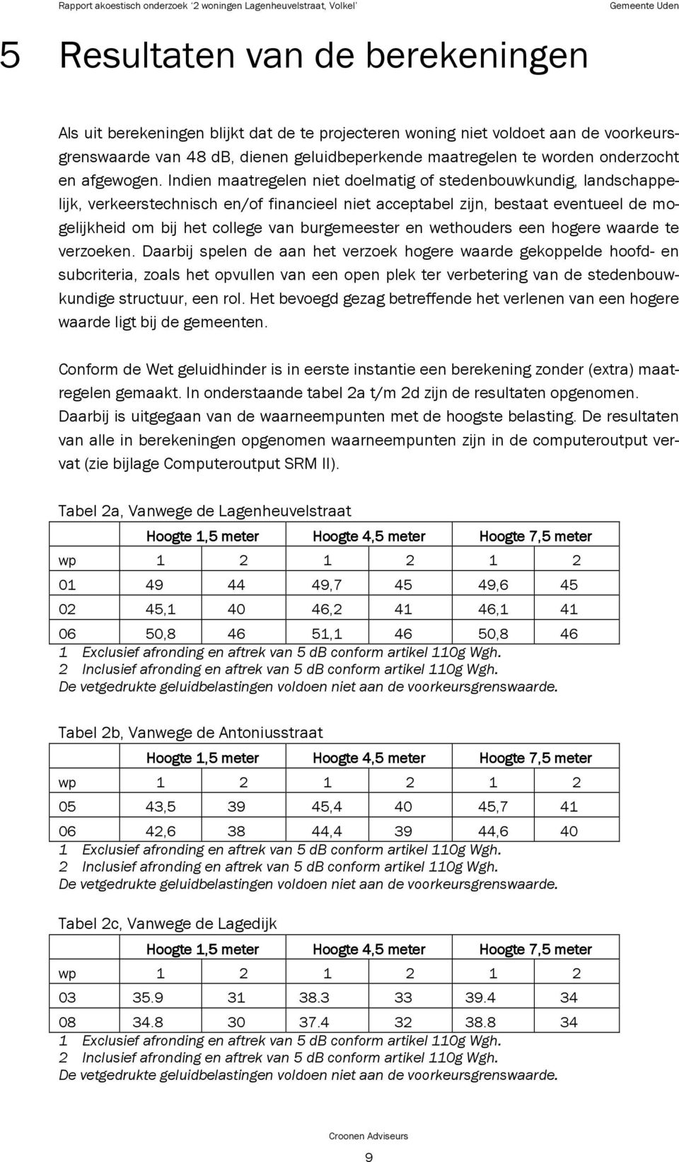 Indien maatregelen niet doelmatig of stedenbouwkundig, landschappelijk, verkeerstechnisch en/of financieel niet acceptabel zijn, bestaat eventueel de mogelijkheid om bij het college van burgemeester