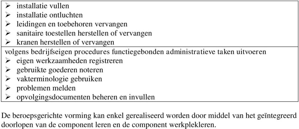 registreren gebruikte goederen noteren vakterminologie gebruiken problemen melden opvolgingsdocumenten beheren en invullen De