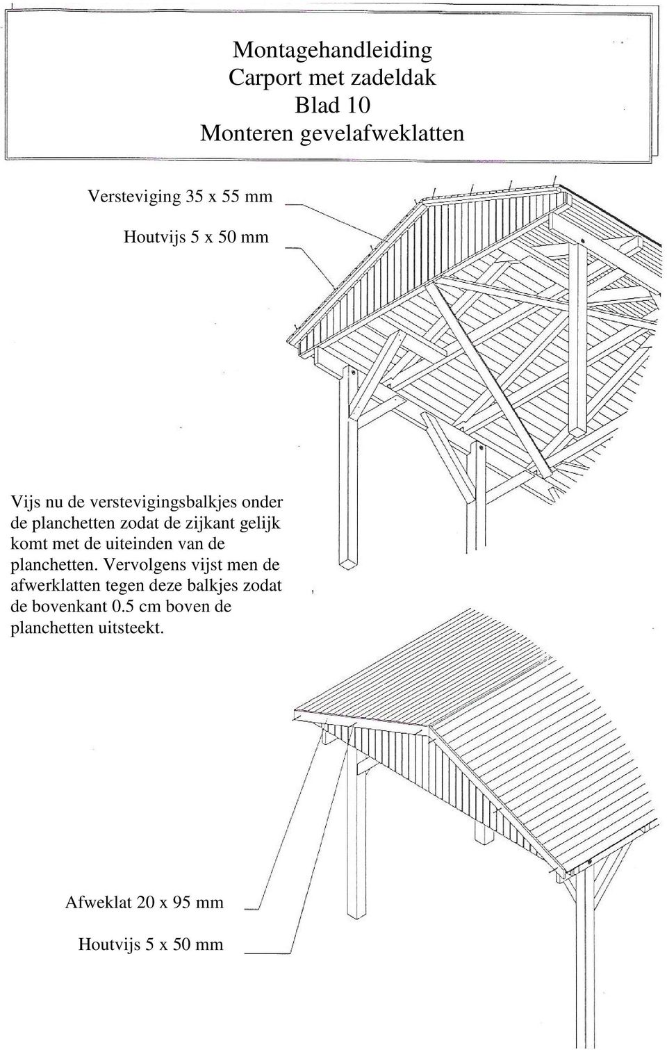 gelijk komt met de uiteinden van de planchetten.