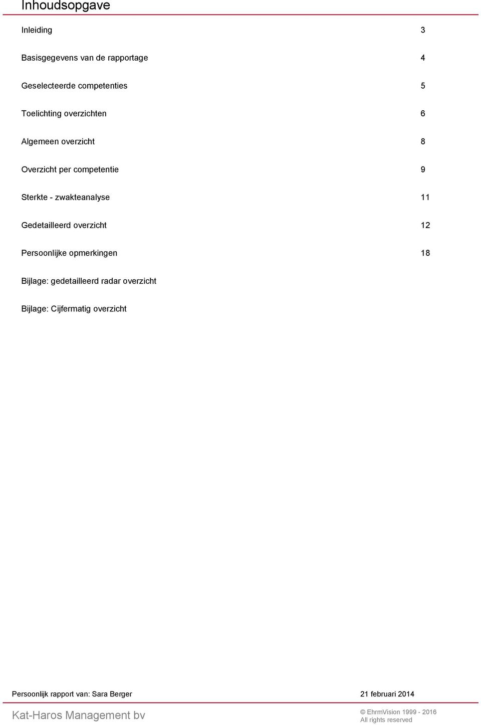 zwakteanalyse Gedetailleerd overzicht 2 Persoonlijke opmerkingen 8 Bijlage: