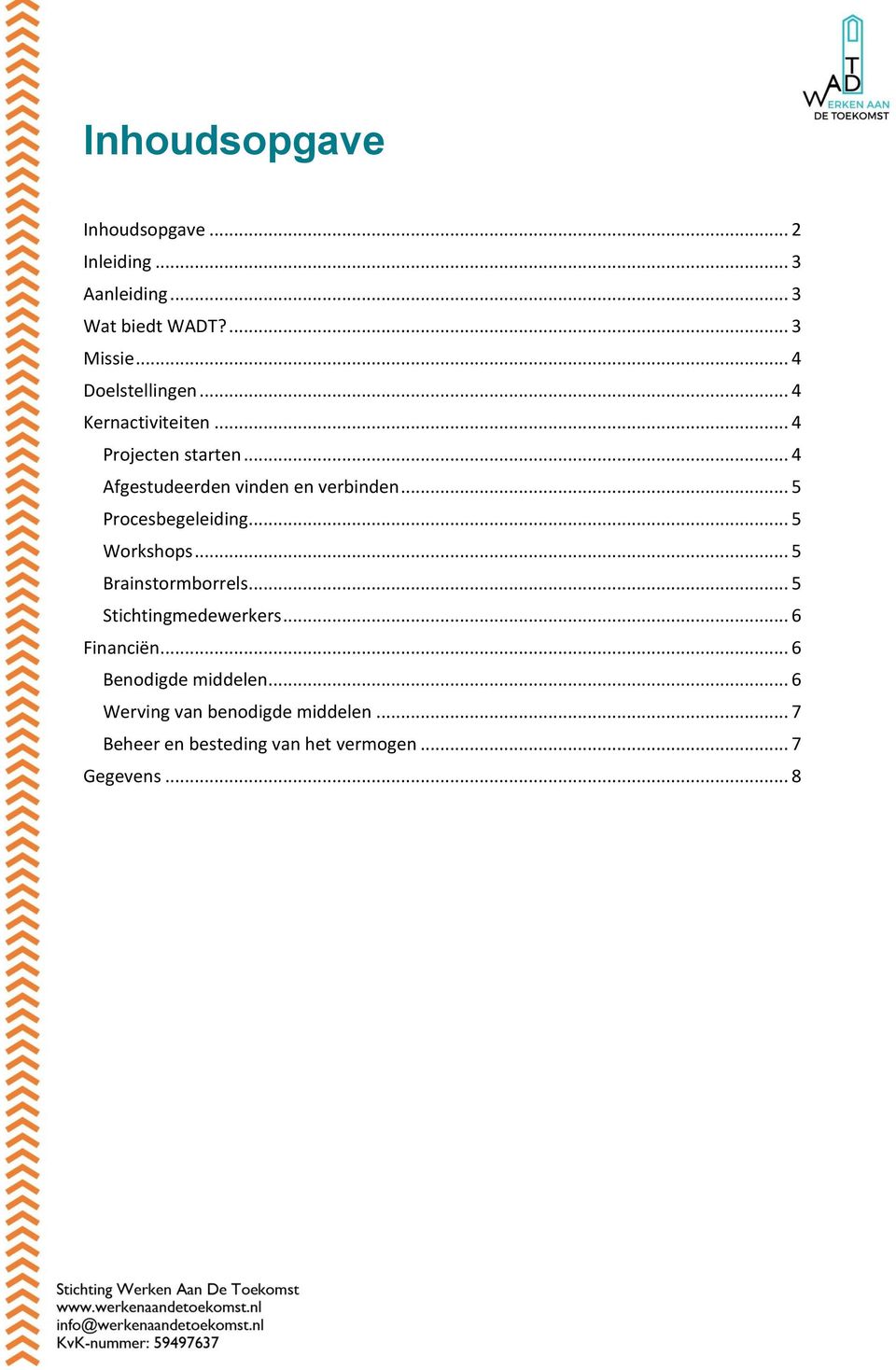 .. 5 Procesbegeleiding... 5 Workshops... 5 Brainstormborrels... 5 Stichtingmedewerkers... 6 Financiën.