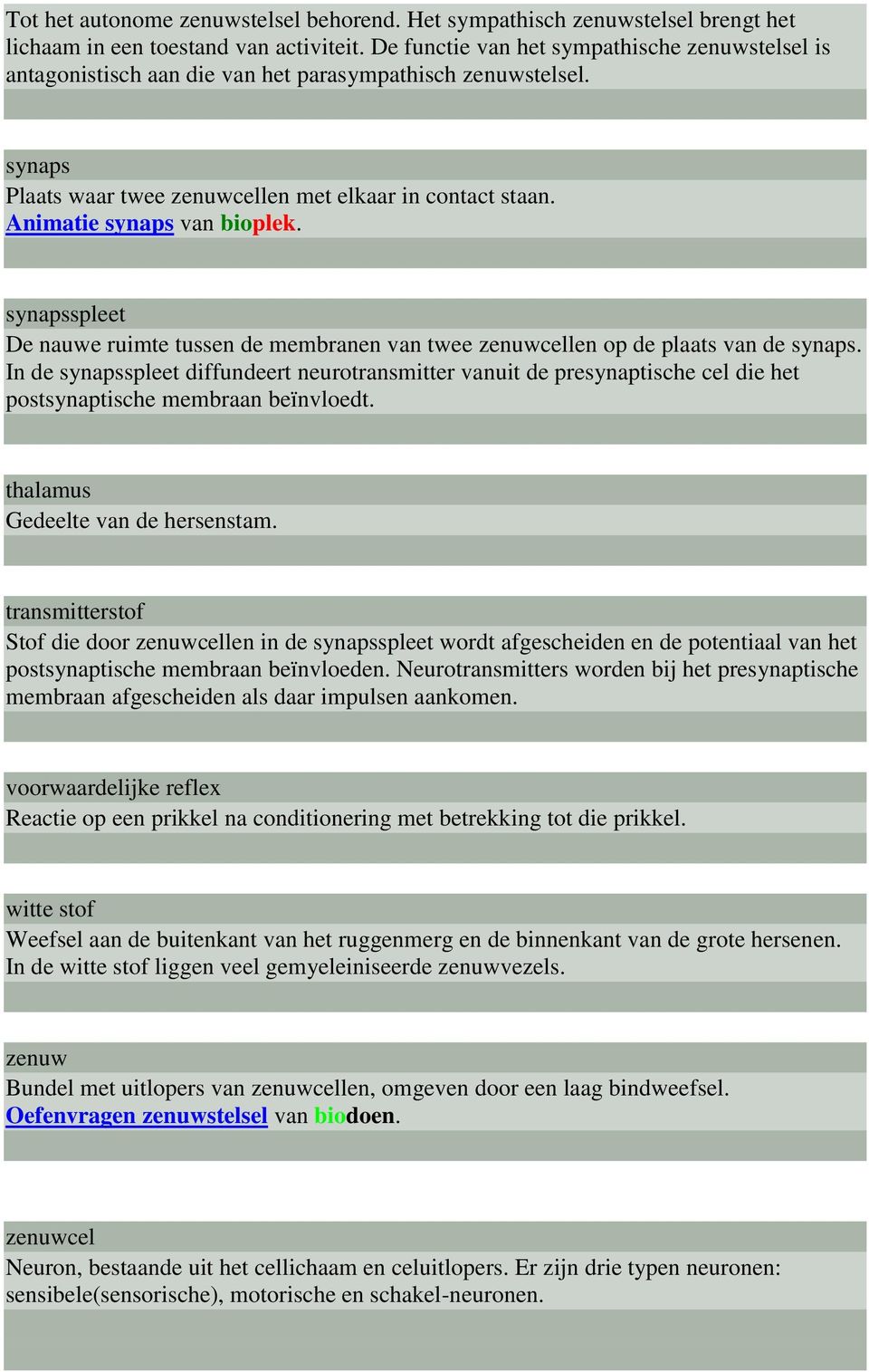 Animatie synaps van bioplek. synapsspleet De nauwe ruimte tussen de membranen van twee zenuwcellen op de plaats van de synaps.