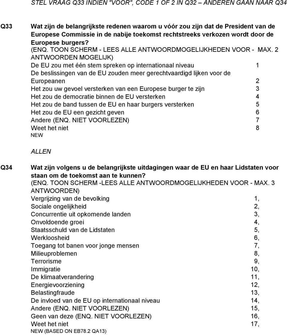 ANTWOORDEN De EU zou met één stem spreken op internationaal niveau De beslissingen van de EU zouden meer gerechtvaardigd lijken voor de Europeanen Het zou uw gevoel versterken van een Europese burger