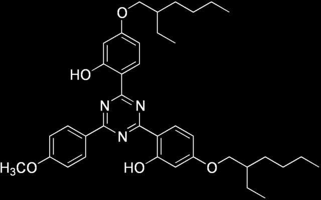 Tinosorb S Bis-ethylhexyloxyphenol methoxyphenyl triazine Mexoryl SX Teraphtalylidene dicamphor sulfonic acid (Ecamsule) Zeer stabiel + stabilisatie labiele