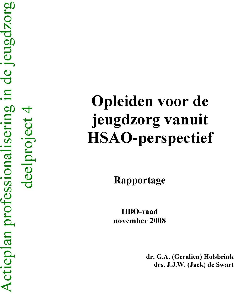 HSAO-perspectief Rapportage HBO-raad november 2008