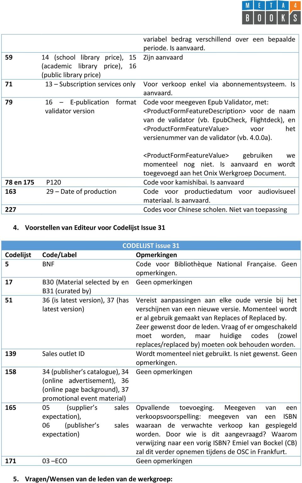 79 16 E-publication format validator version Code voor meegeven Epub Validator, met: <ProductFormFeatureDescription> voor de naam van de validator (vb.