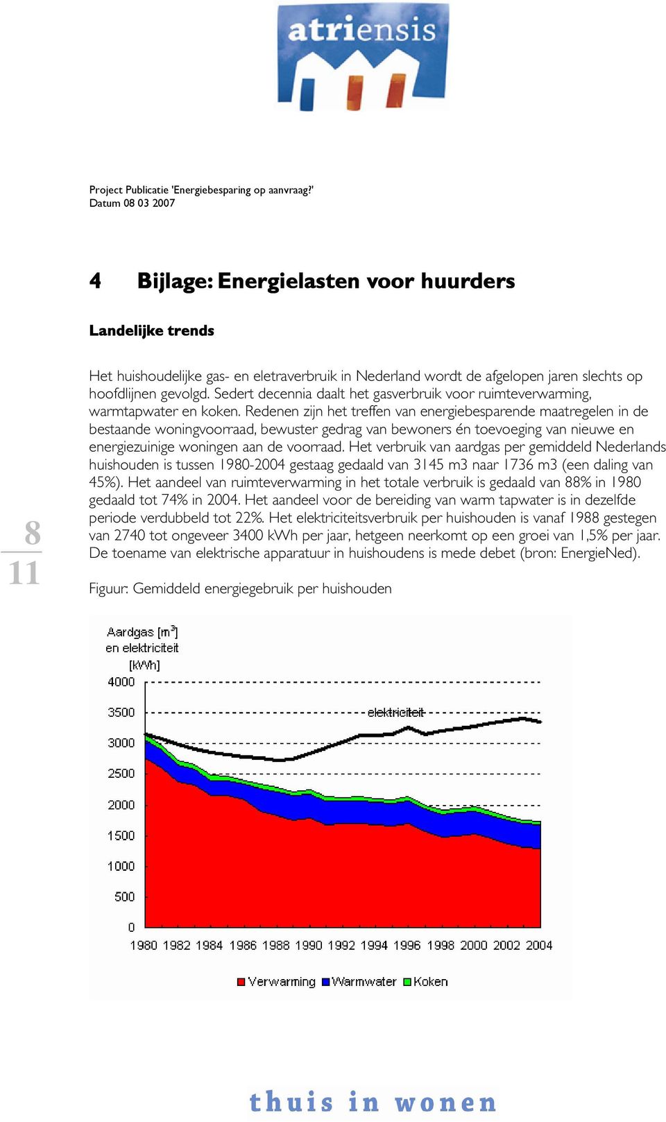 Redenen zijn het treffen van energiebesparende maatregelen in de bestaande woningvoorraad, bewuster gedrag van bewoners én toevoeging van nieuwe en energiezuinige woningen aan de voorraad.