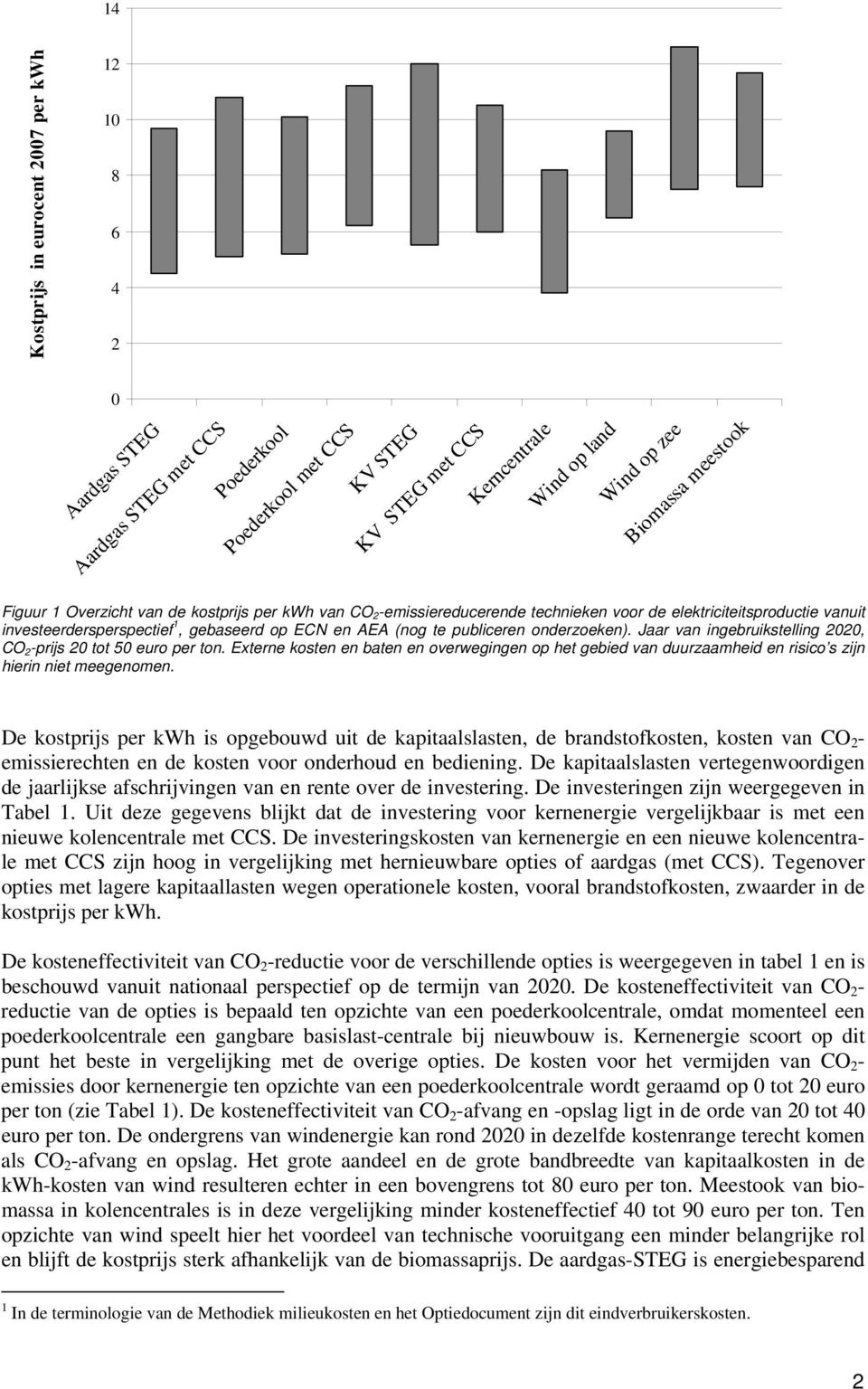 onderzoeken). Jaar van ingebruikstelling 2020, CO 2 -prijs 20 tot 50 euro per ton. Externe kosten en baten en overwegingen op het gebied van duurzaamheid en risico s zijn hierin niet meegenomen.