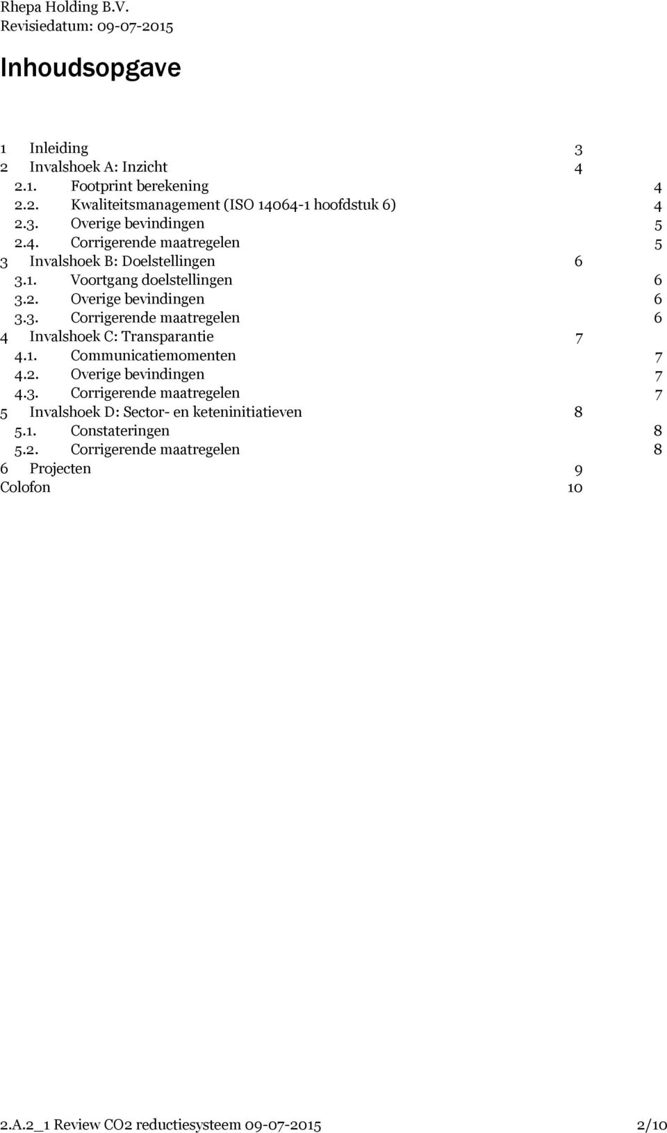 1. Communicatiemomenten 7 4.2. Overige bevindingen 7 4.3. Corrigerende maatregelen 7 5 Invalshoek D: Sector- en keteninitiatieven 8 5.1. Constateringen 8 5.