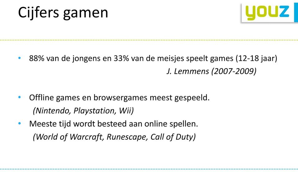 Lemmens (2007-2009) Offline games en browsergames meest gespeeld.