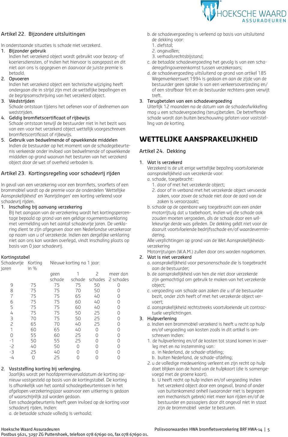 betaald. 2. Opvoeren Indien het verzekerd object een technische wijziging heeft ondergaan die in strijd zijn met de wettelijke bepalingen en de begripsomschrijving van het verzekerd object. 3.