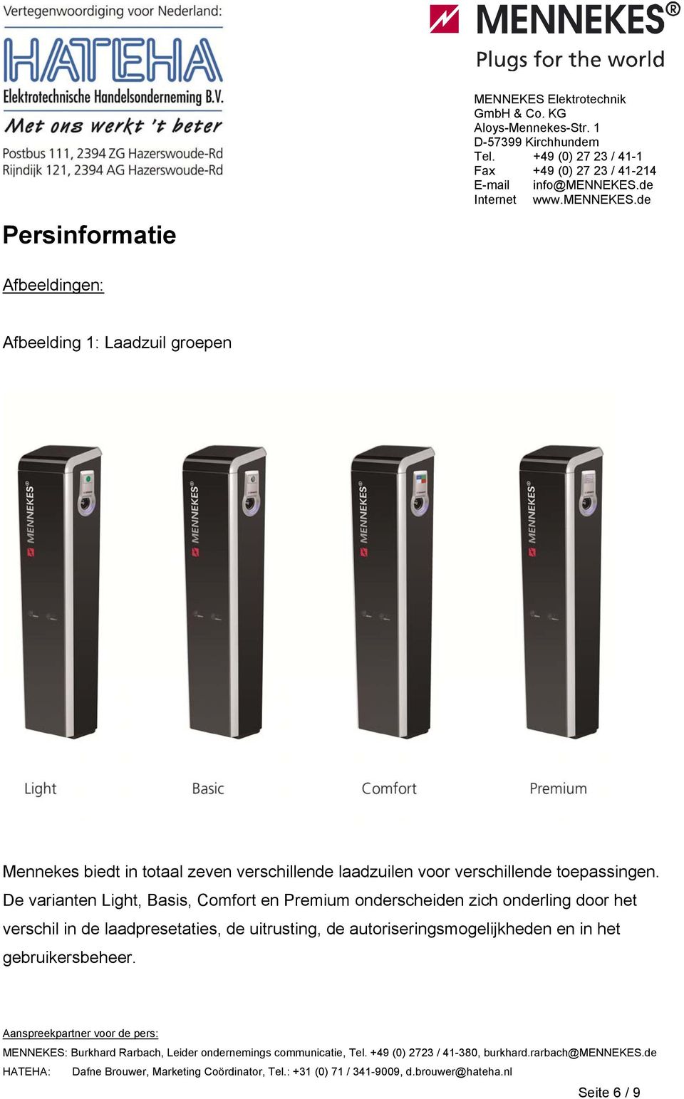 De varianten Light, Basis, Comfort en Premium onderscheiden zich onderling door het