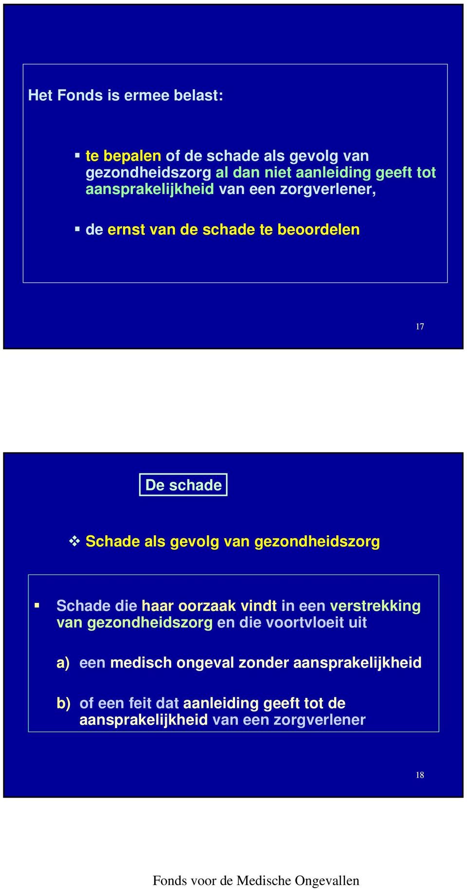 gezondheidszorg Schade die haar oorzaak vindt in een verstrekking van gezondheidszorg en die voortvloeit uit a) een