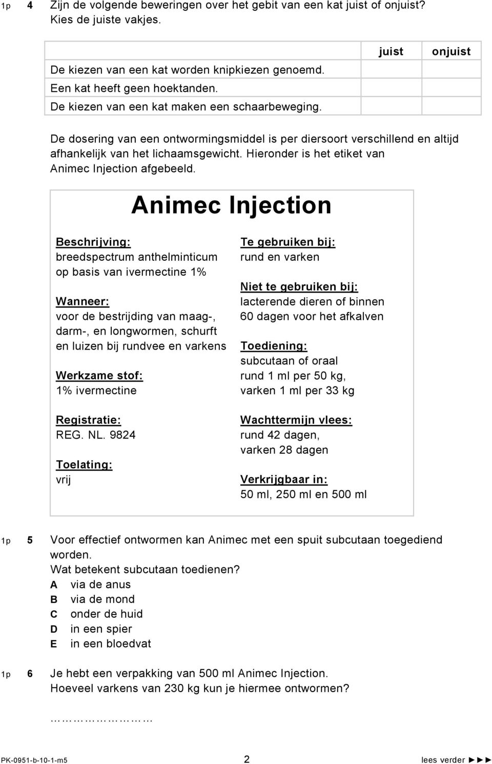 Hieronder is het etiket van Animec Injection afgebeeld.