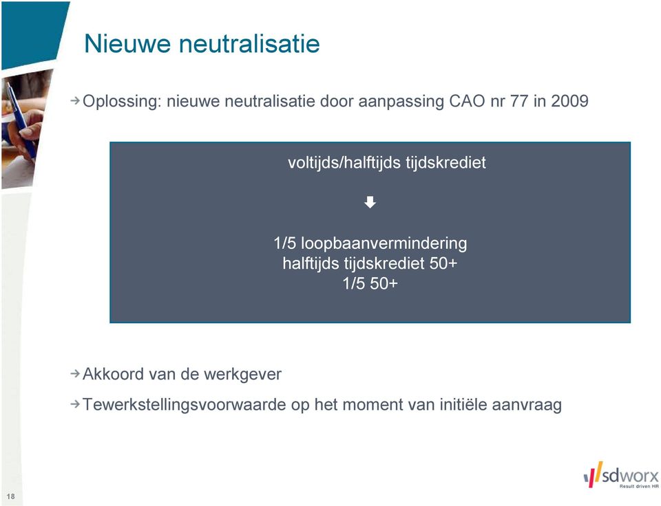 loopbaanvermindering halftijds tijdskrediet 50+ 1/5 50+ Akkoord