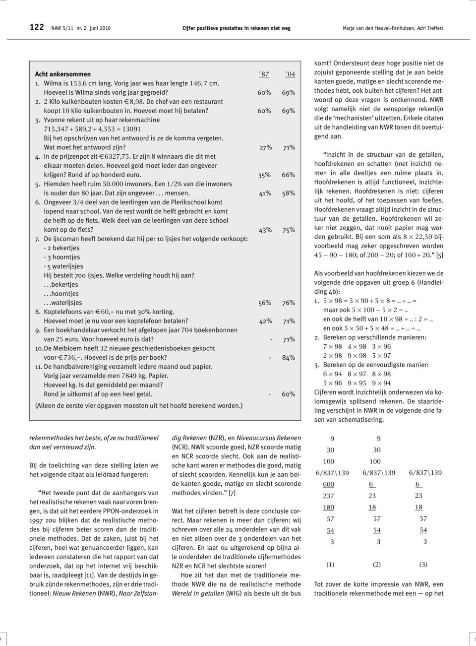 Hoeveel moet hij betalen? 60% 69%. Yvonne rekent uit op haar rekenmachine 715,47 + 589,2 + 4,55 = 1091 Bij het opschrijven van het antwoord is ze de komma vergeten. Wat moet het antwoord zijn?