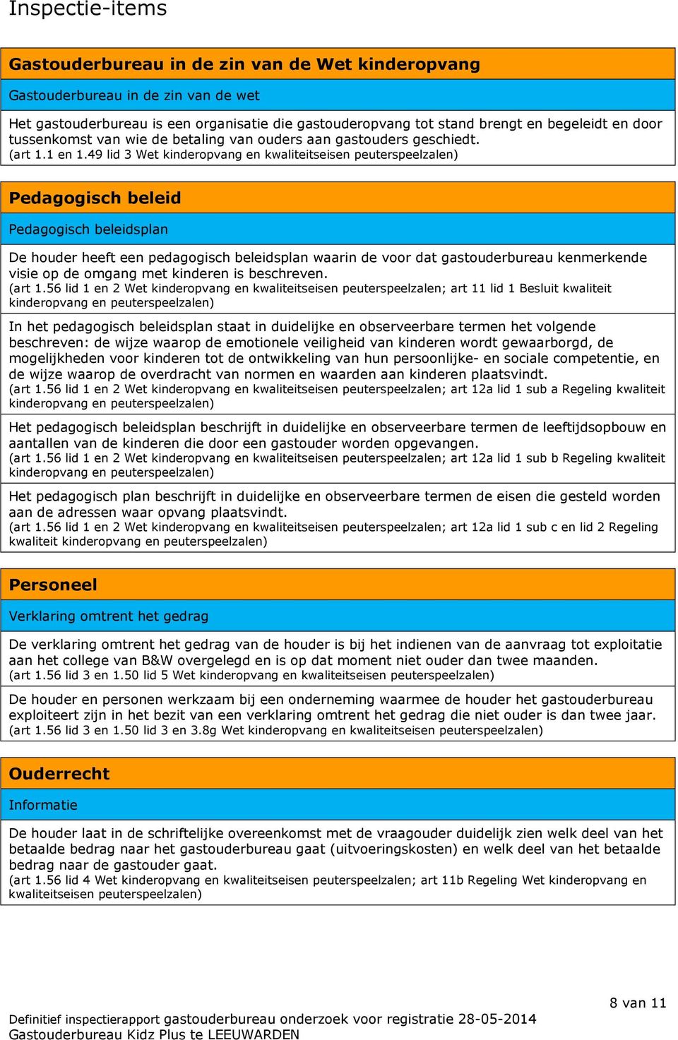 49 lid 3 Wet kinderopvang en kwaliteitseisen peuterspeelzalen) Pedagogisch beleid Pedagogisch beleidsplan De houder heeft een pedagogisch beleidsplan waarin de voor dat gastouderbureau kenmerkende