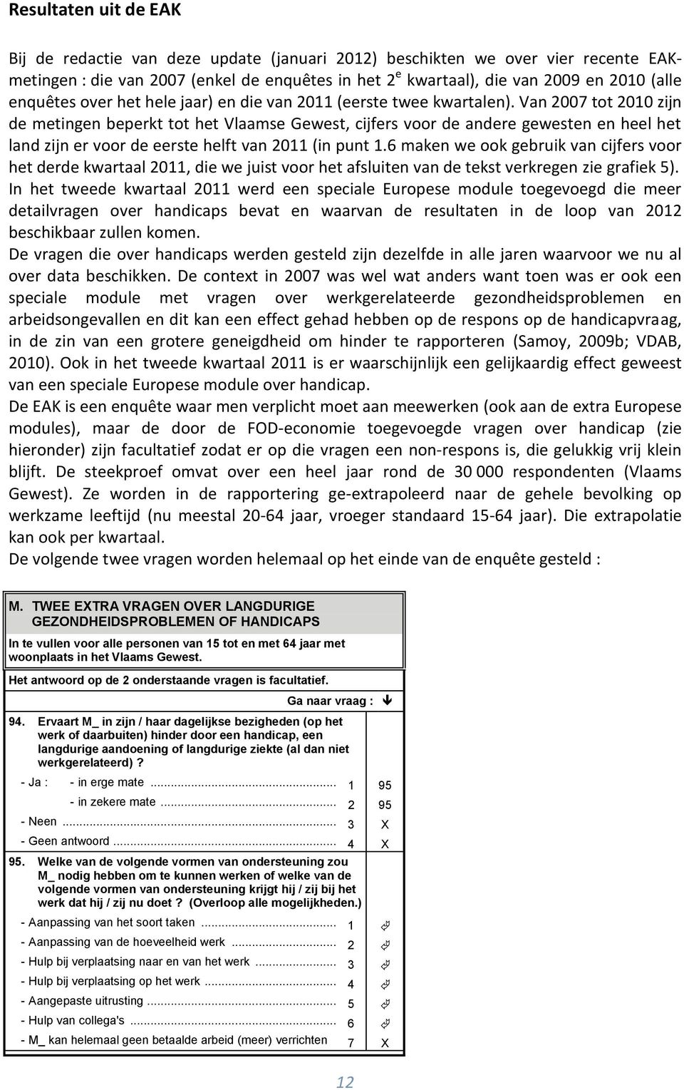 Van 2007 tot 2010 zijn de metingen beperkt tot het Vlaamse Gewest, cijfers voor de andere gewesten en heel het land zijn er voor de eerste helft van 2011 (in punt 1.