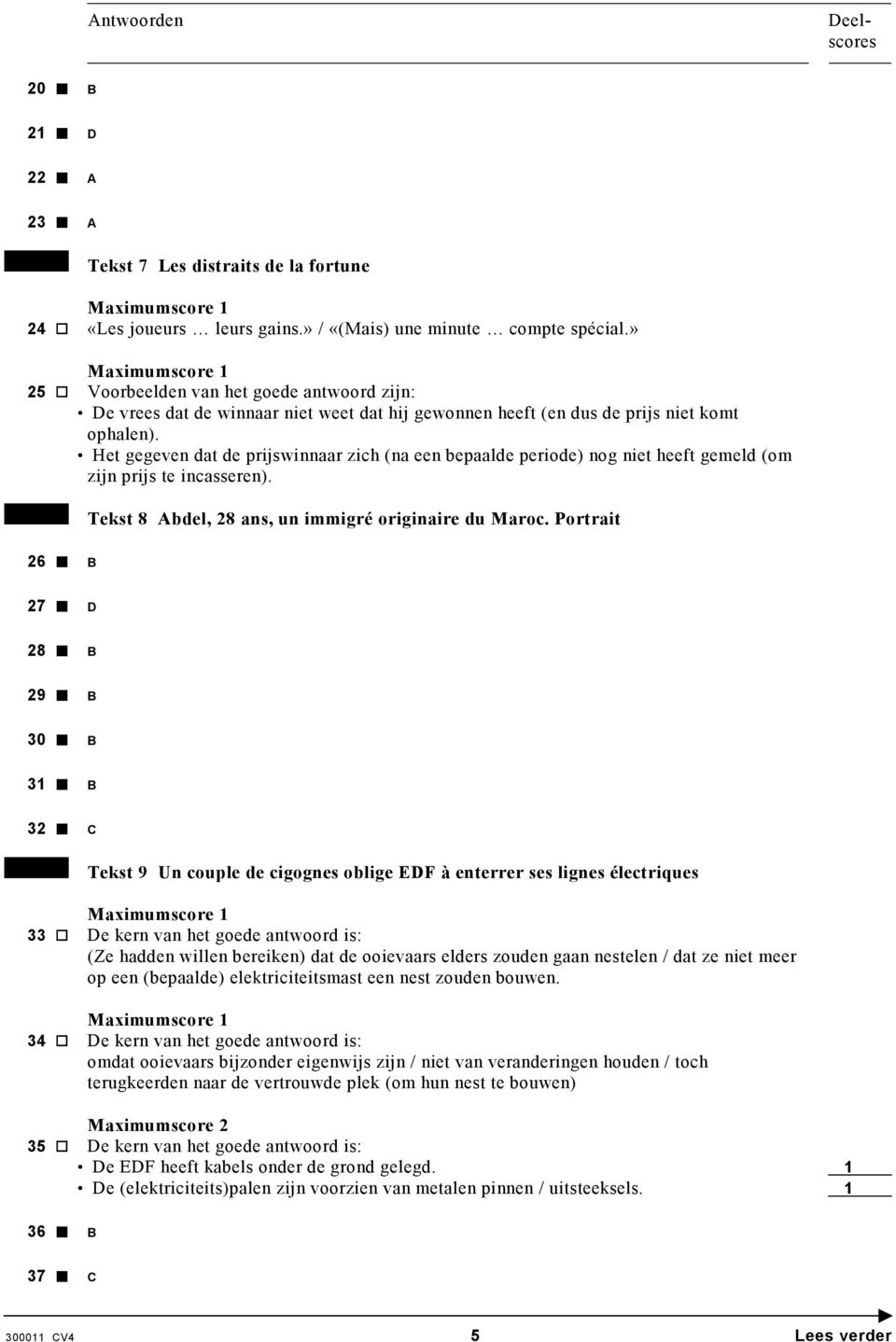 Het gegeven dat de prijswinnaar zich (na een bepaalde periode) nog niet heeft gemeld (om zijn prijs te incasseren). Tekst 8 Abdel, 28 ans, un immigré originaire du Maroc.