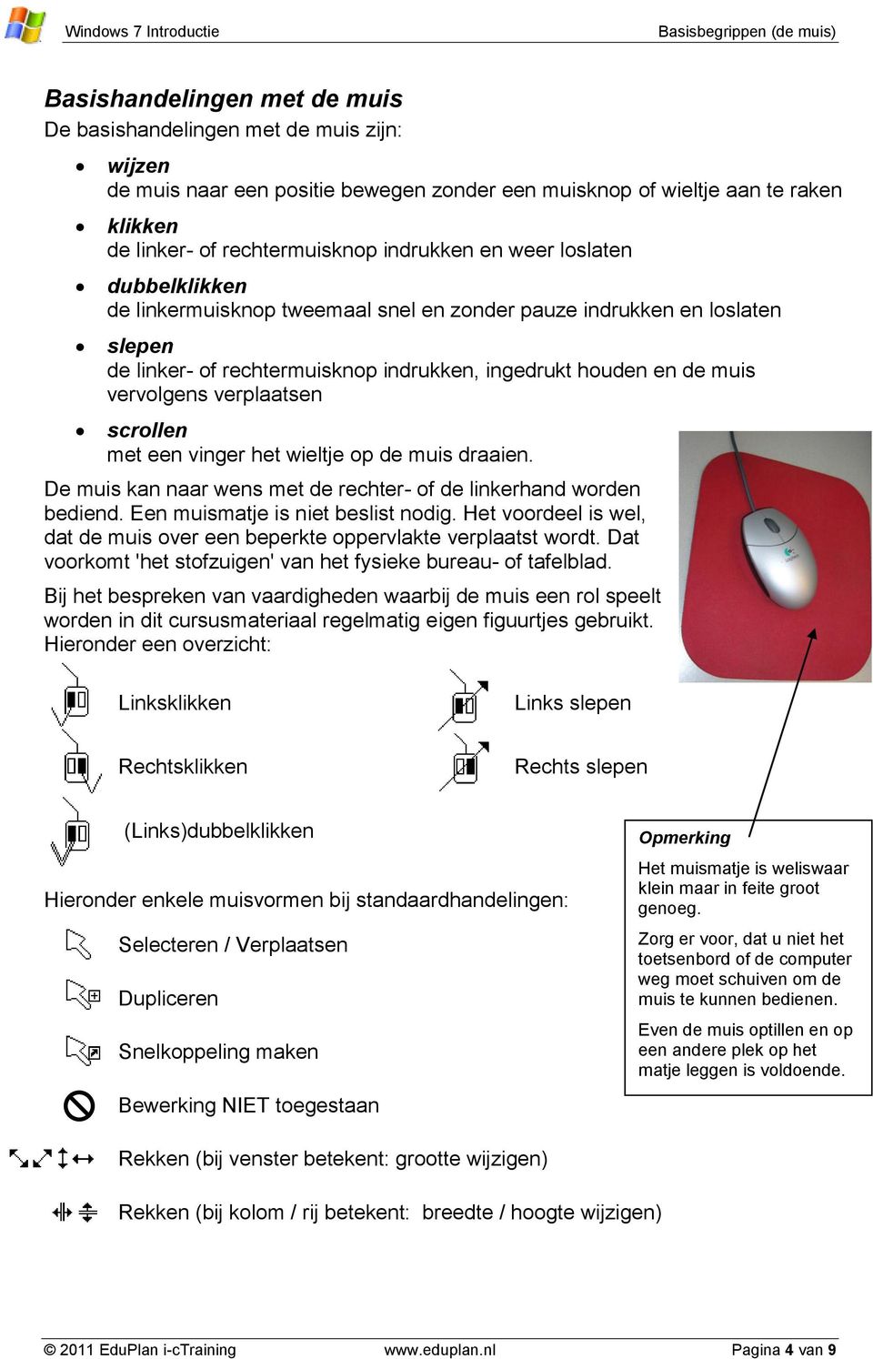 scrollen met een vinger het wieltje op de muis draaien. De muis kan naar wens met de rechter- of de linkerhand worden bediend. Een muismatje is niet beslist nodig.