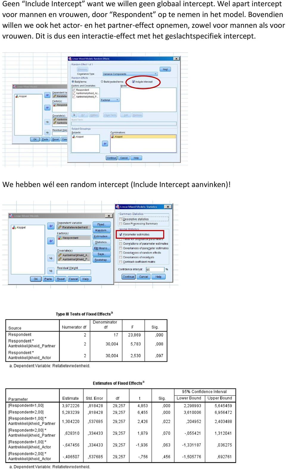 Bovendien willen we ook het actor- en het partner-effect opnemen, zowel voor mannen als voor