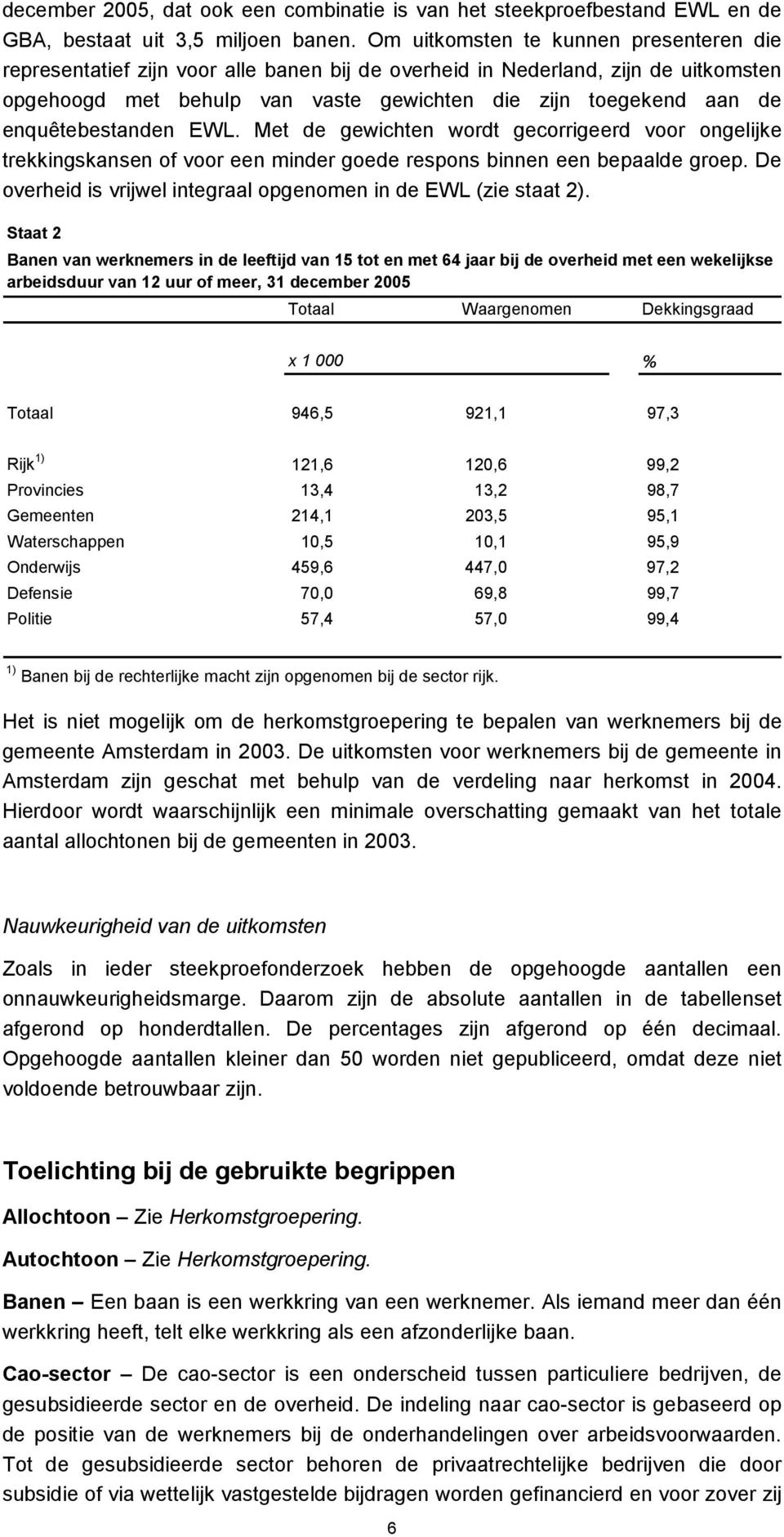 enquêtebestanden EWL. Met de gewichten wordt gecorrigeerd voor ongelijke trekkingskansen of voor een minder goede respons binnen een bepaalde groep.