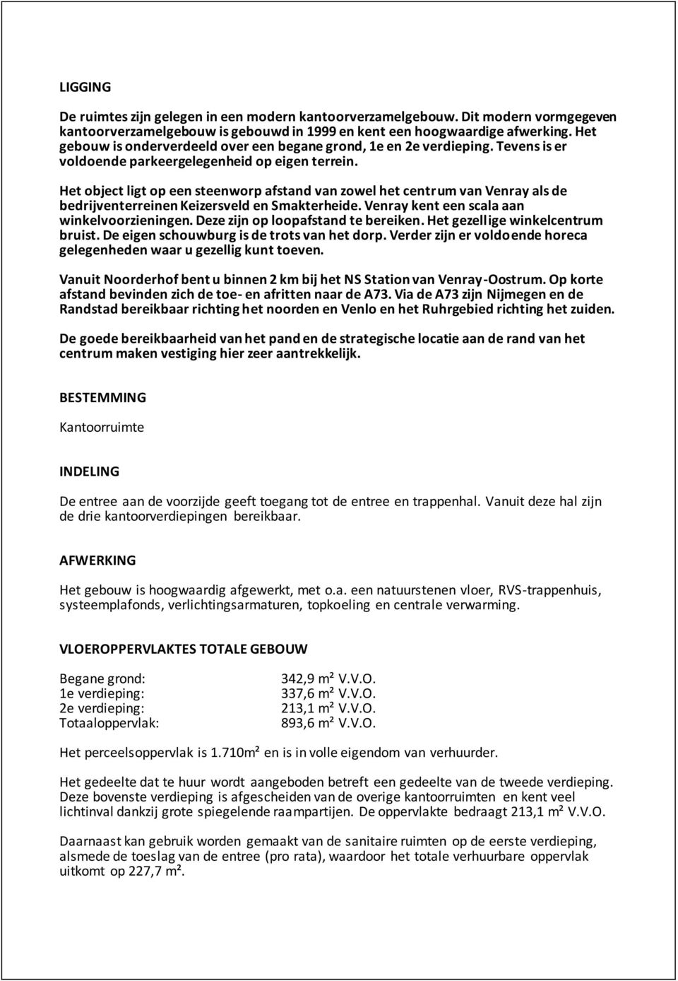 Het object ligt op een steenworp afstand van zowel het centrum van Venray als de bedrijventerreinen Keizersveld en Smakterheide. Venray kent een scala aan winkelvoorzieningen.