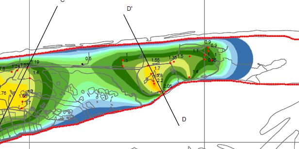 93 Figuur 4.51: Geohydrologische dwarsdoorsnede langs de zuid noord lijn Oerderduinen naar de Noordzee.