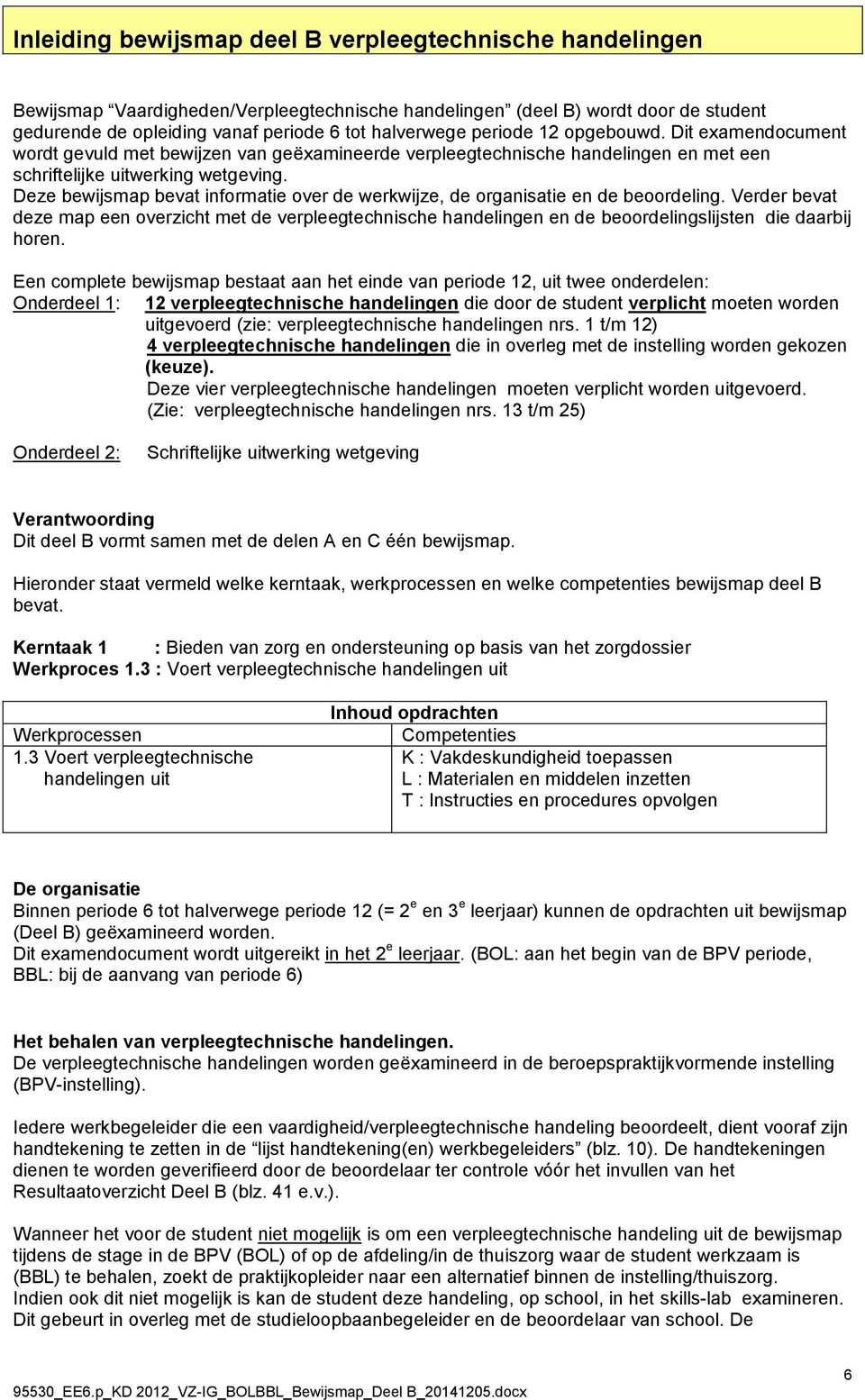 Deze bewijsmap bevat informatie over de werkwijze, de organisatie en de beoordeling.