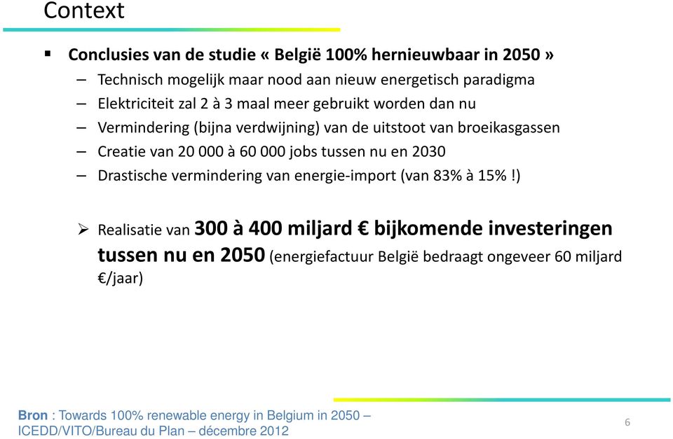 2030 Drastische vermindering van energie-import (van 83% à 15%!