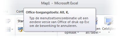 Introductie tot toetsinfo Excel 2010 biedt snelkoppelingen voor het lint, toetsinfo genaamd, waarmee u snel taken zonder de muis kunt uitvoeren. Werken sneltoetsen nog altijd?