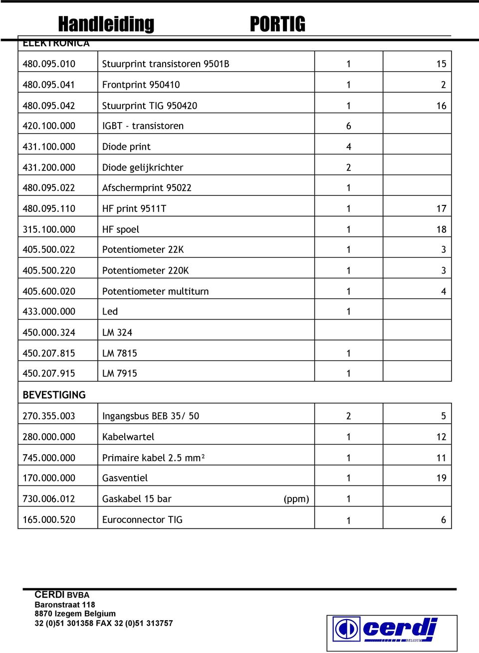 600.020 Potentiometer multiturn 1 4 433.000.000 Led 1 450.000.324 LM 324 450.207.815 LM 7815 1 450.207.915 LM 7915 1 BEVESTIGING 270.355.003 Ingangsbus BEB 35/ 50 2 5 280.000.000 Kabelwartel 1 12 745.