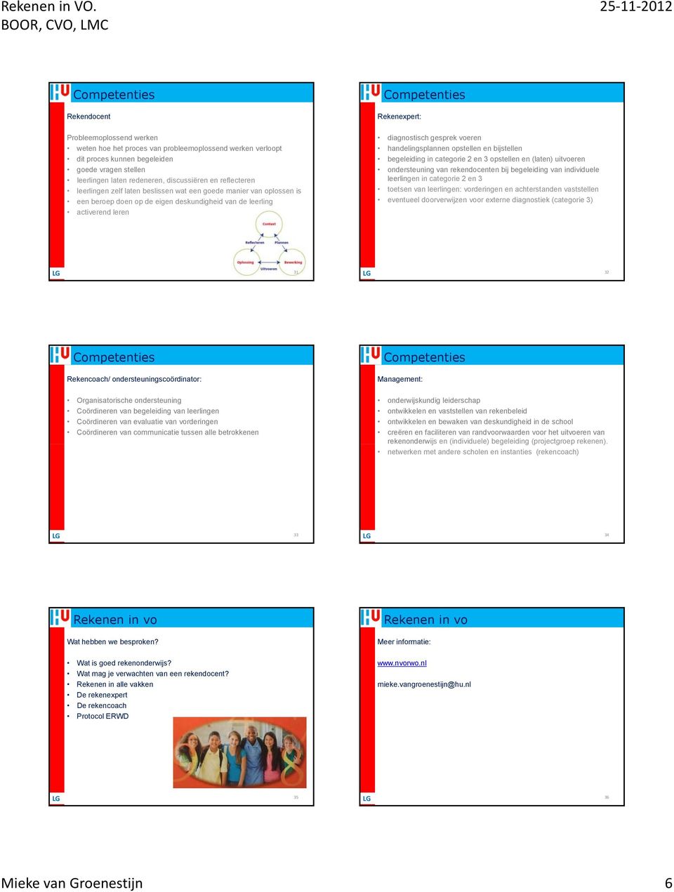 handelingsplannen opstellen en bijstellen begeleiding in categorie 2 en 3 opstellen en (laten) uitvoeren ondersteuning van rekendocenten bijbegeleidingvan individuele leerlingen in categorie 2 en 3