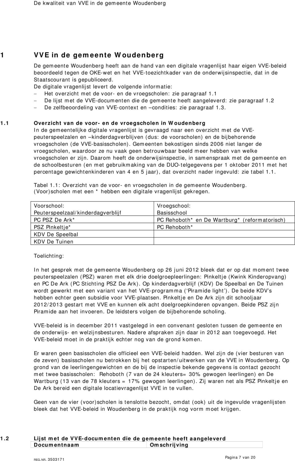 1 De lijst met de VVE-documenten die de gemeente heeft aangeleverd: zie paragraaf 1.