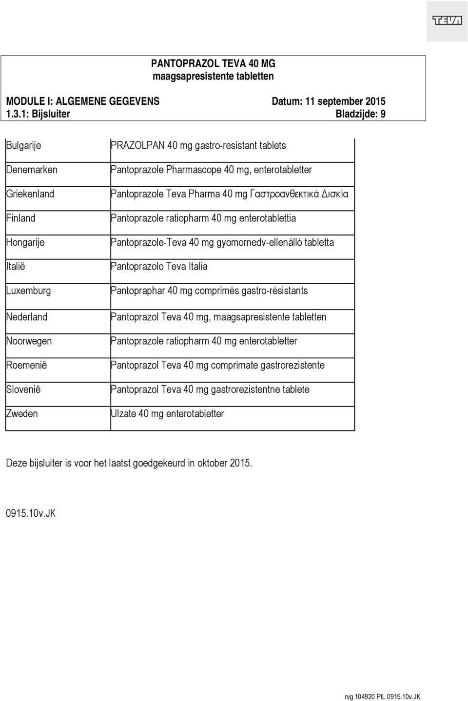Pantoprazol Teva 40 mg, maagsapresistente tabletten pantoprazol (als  pantoprazolnatriumsesquihydraat) - PDF Gratis download