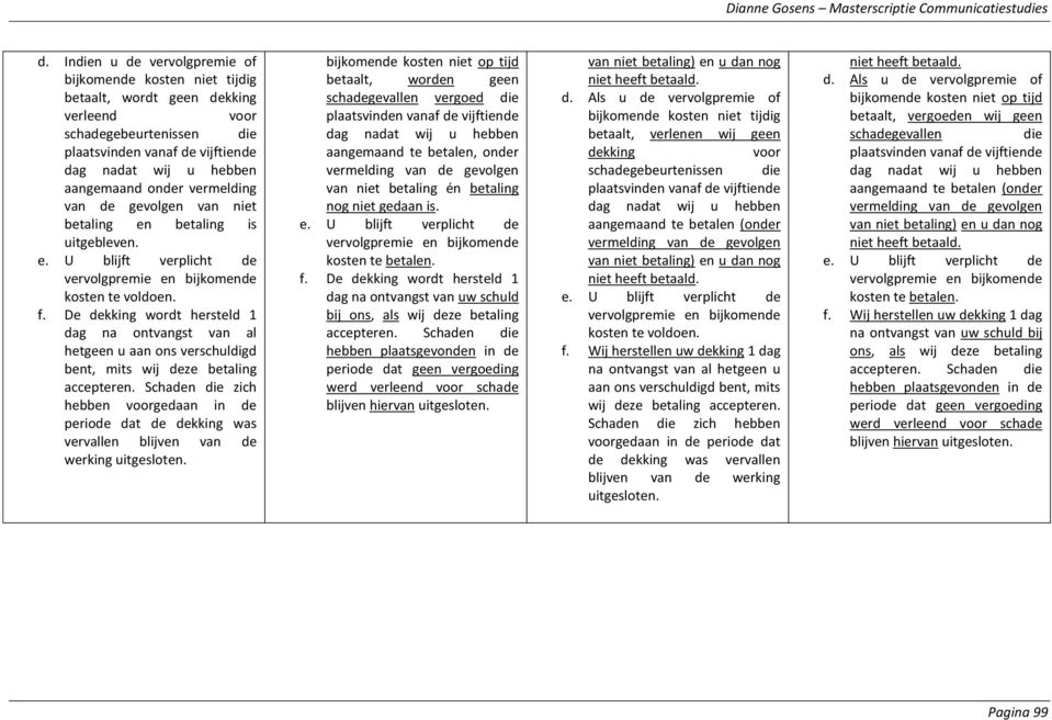 De dekking wordt hersteld 1 dag na ontvangst van al hetgeen u aan ons verschuldigd bent, mits wij deze betaling accepteren.