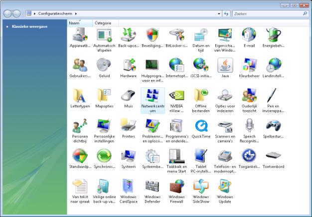 Configuratie computersystemen Configureer uw Computer in Windows Vista 1. Ga naar Start / Configuratiescherm (in klassieke weergave).