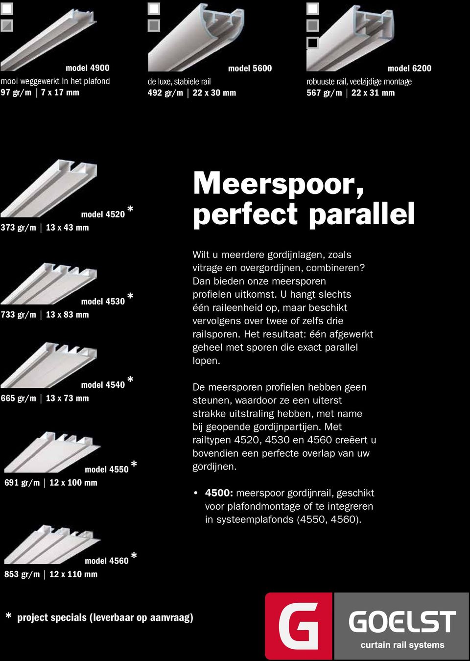 combineren? Dan bieden onze meersporen profi elen uitkomst. U hangt slechts één raileenheid op, maar beschikt vervolgens over twee of zelfs drie railsporen.