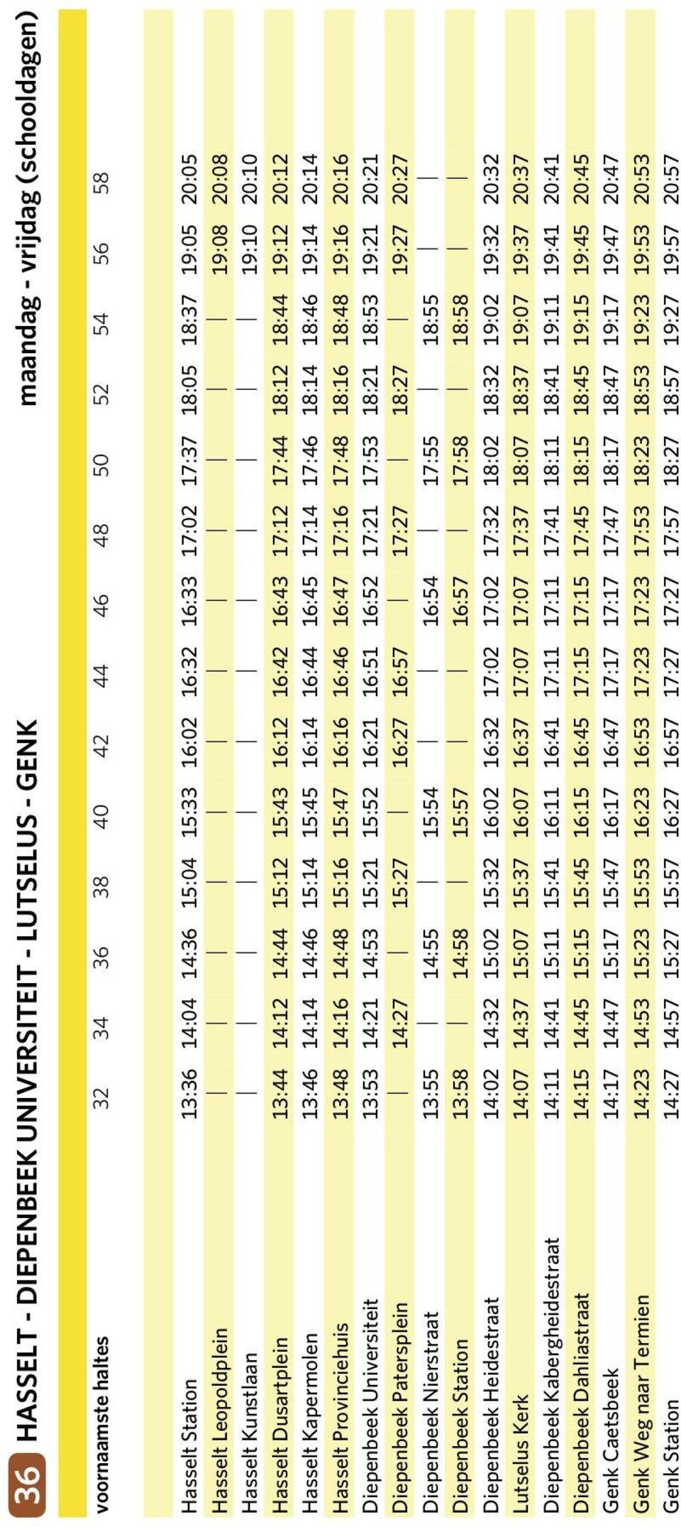 18:44 19:12 20:12 Hasselt Kapermolen 13:46 14:14 14:46 15:14 15:45 16:14 16:44 16:45 17:14 17:46 18:14 18:46 19:14 20:14 Hasselt Provinciehuis 13:48 14:16 14:48 15:16 15:47 16:16 16:46 16:47 17:16