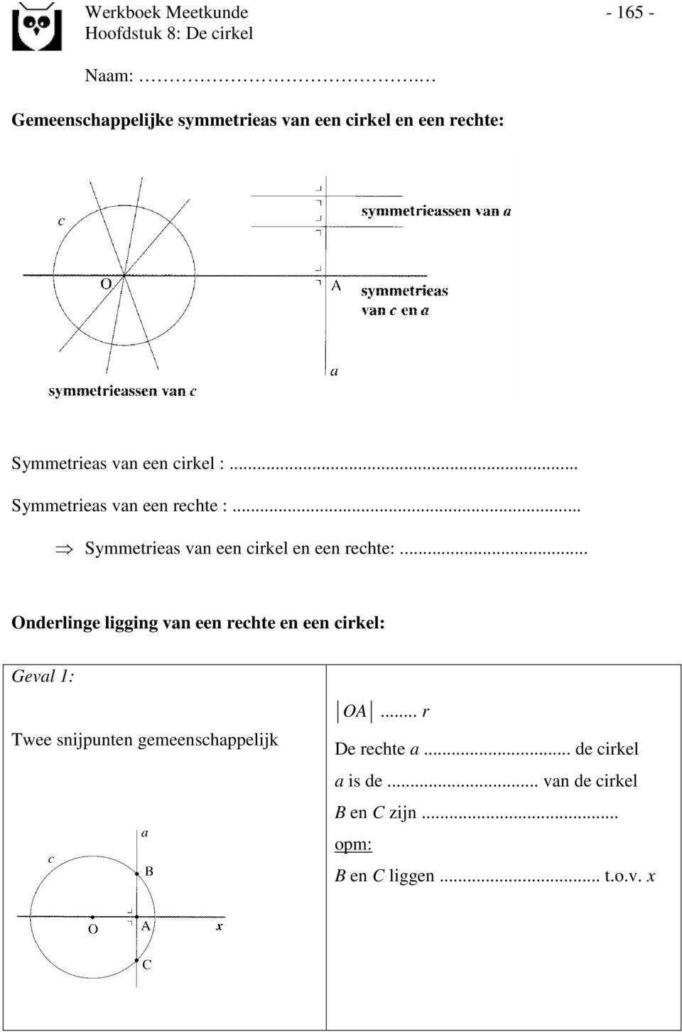 .. Onderlinge ligging van een rechte en een cirkel: Geval 1: Twee snijpunten