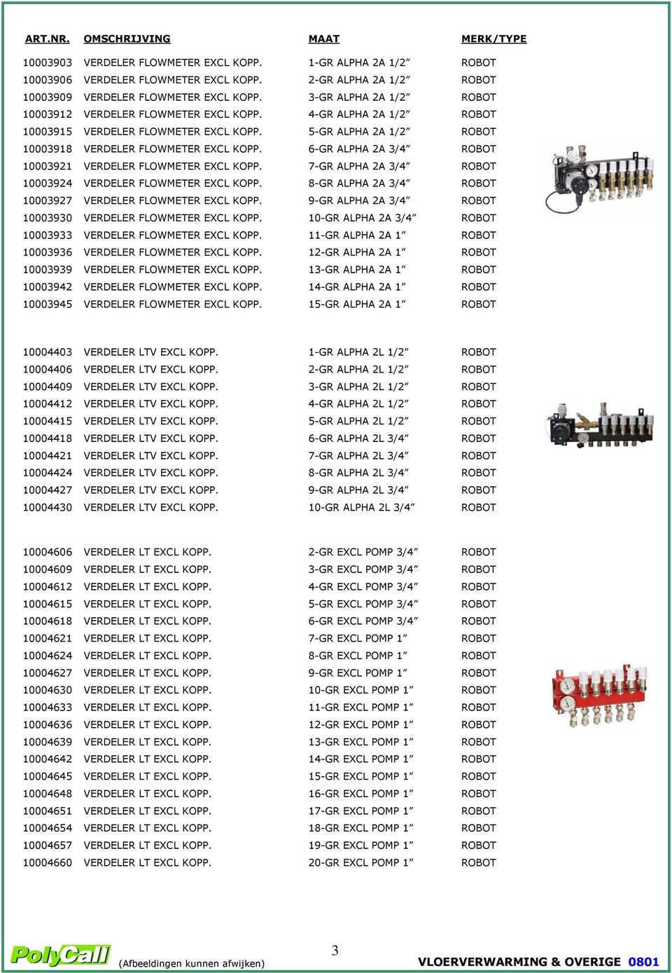 6-GR ALPHA 2A 3/4 ROBOT 10003921 VERDELER FLOWMETER EXCL KOPP. 7-GR ALPHA 2A 3/4 ROBOT 10003924 VERDELER FLOWMETER EXCL KOPP. 8-GR ALPHA 2A 3/4 ROBOT 10003927 VERDELER FLOWMETER EXCL KOPP.