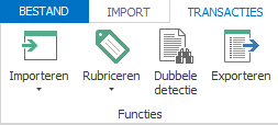 Klik op het tabblad TRANSACTIES Klik op [Rubriceren] 8.