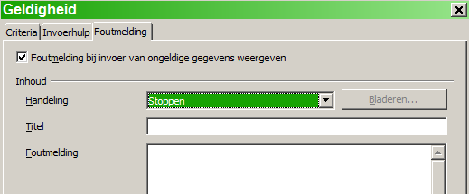 De opties voor het testen van geldigheid variëren met het type geselecteerde gegevens uit de lijst Toestaan.