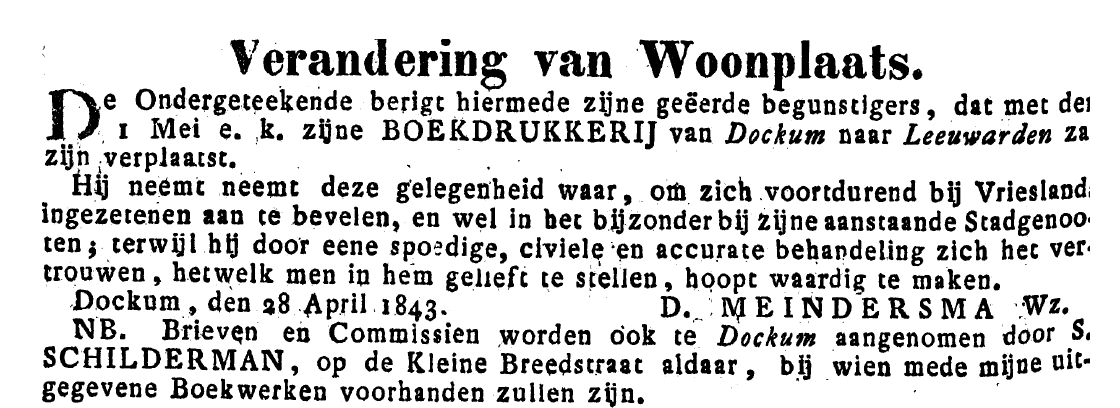 ~ 20 ~ VI. Dirk MEINDERSMA Geboren op zaterdag 17 april 1813 in Leeuwarden. Hij is gedoopt op woensdag 12 mei 1813 in Leeuwarden.