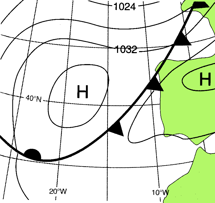 Gevolg van beperkt aantal meetpunten Analyse van 0600Z op 4 januari 1989.