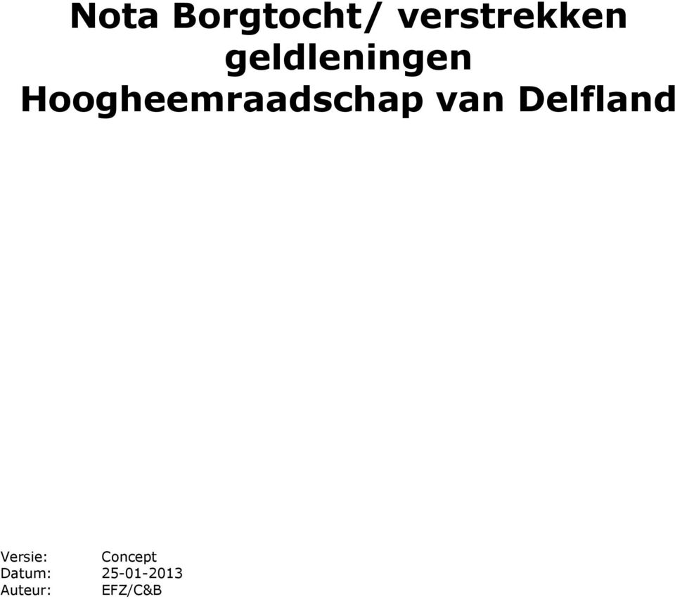 van Delfland Versie: Concept