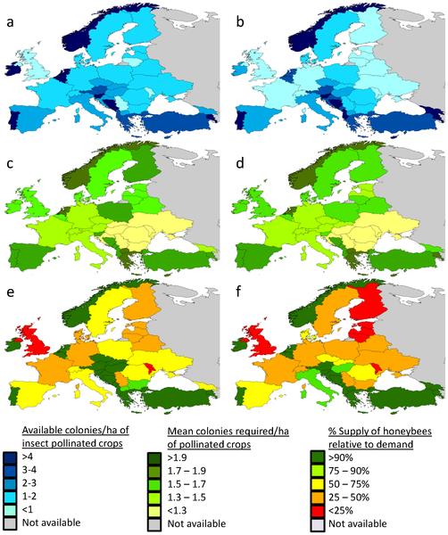 density of demand (c,d) and the resultant pollination