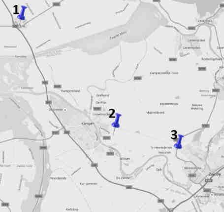 Testmaatregel 6: Doorgaand verkeer omleiden Relatief veel verkeer op Knoop Kampen is lange- afstandsverkeer Doorgaand verkeer met reisadviezen omleiden richting