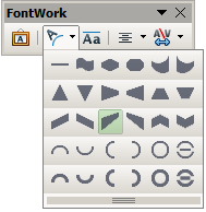 gedeelte, gebruiken. Indien het geselecteerde Fontwork-object een 3D-object is, kunt u ook de werkbalk 3D-instellingen gebruiken.