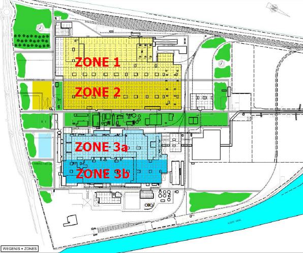 Lange termijn: Integrale herontwikkeling (II) Zone 1 (voormalig perserij): Geschikt voor productie zware goederen Zone 2